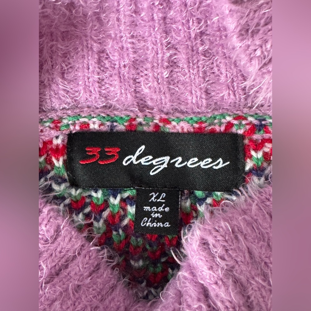32 Degrees Purple and Red Patterned Turtleneck Sweater holiday XL - Picture 6 of 7